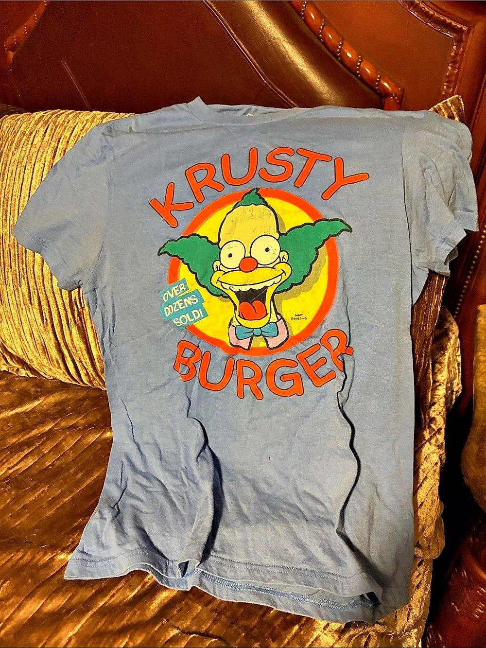 Universal Studios The Simpsons Krusty Burger Over Dozens Sold T-Shirt Tee Gray &